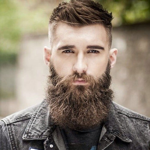 Full Beard With Fade Short Textured Top Style