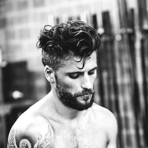 Curly With Beard Style For Men