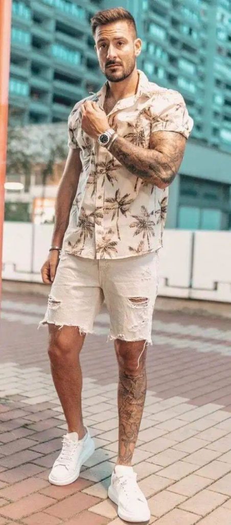 simple floral shirt outfits for men